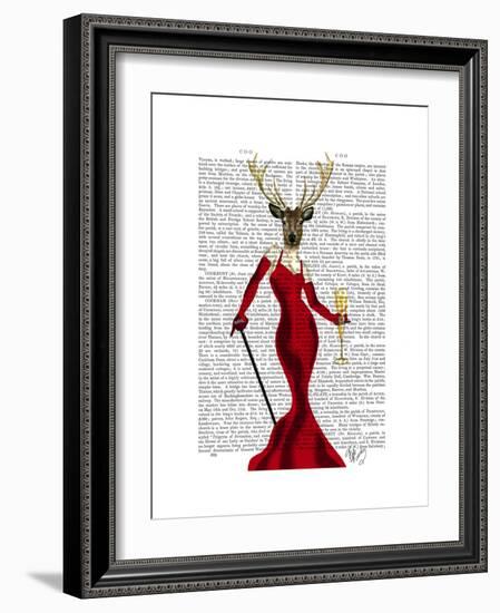 Glamour Deer in Red-Fab Funky-Framed Premium Giclee Print