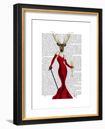 Glamour Deer in Red-Fab Funky-Framed Premium Giclee Print