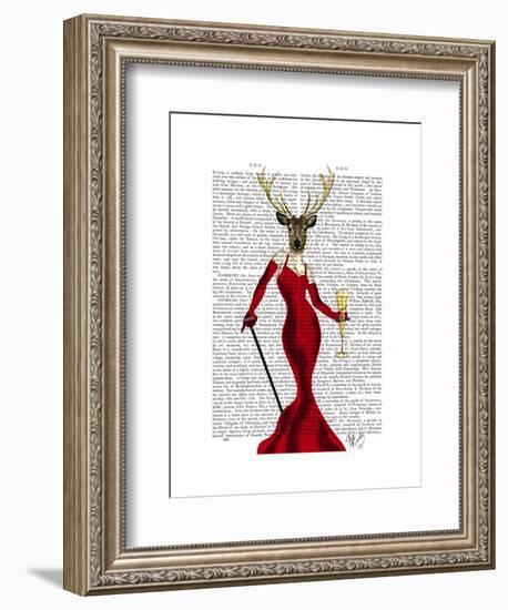 Glamour Deer in Red-Fab Funky-Framed Art Print