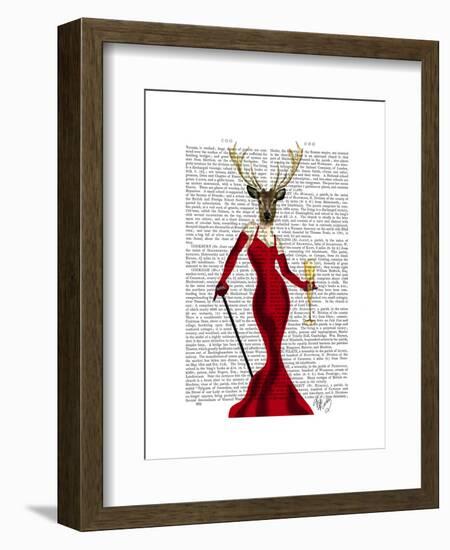 Glamour Deer in Red-Fab Funky-Framed Art Print