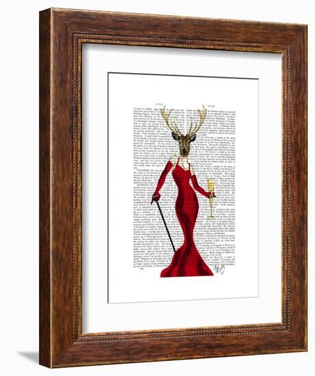 Glamour Deer in Red-Fab Funky-Framed Art Print