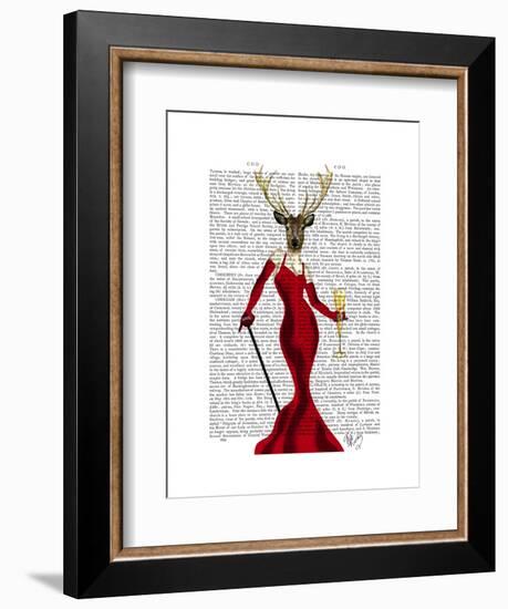 Glamour Deer in Red-Fab Funky-Framed Art Print