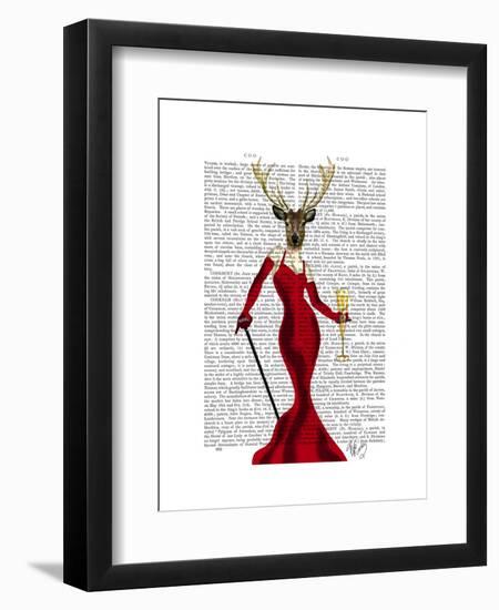 Glamour Deer in Red-Fab Funky-Framed Art Print