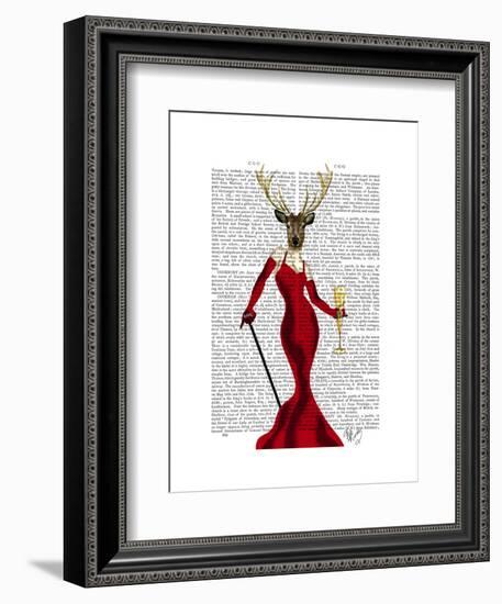 Glamour Deer in Red-Fab Funky-Framed Art Print