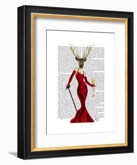 Glamour Deer in Red-Fab Funky-Framed Art Print