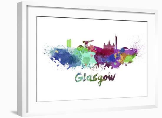 Glasgow Skyline in Watercolor-paulrommer-Framed Art Print