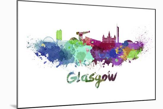 Glasgow Skyline in Watercolor-paulrommer-Mounted Art Print