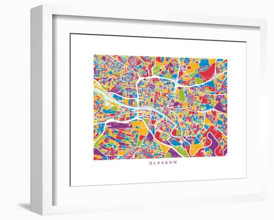 Glasgow Street Map-Michael Tompsett-Framed Art Print