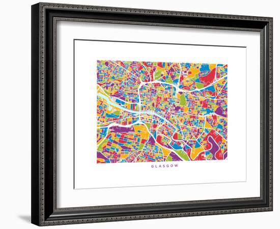 Glasgow Street Map-Michael Tompsett-Framed Art Print