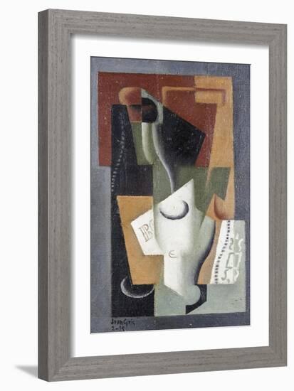 Glass and Bottle, 1919-Juan Gris-Framed Giclee Print