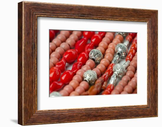 Glass and Silver Bead Necklaces, Otavalo Market, Quito, Ecuador-Cindy Miller Hopkins-Framed Photographic Print