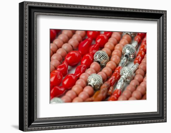 Glass and Silver Bead Necklaces, Otavalo Market, Quito, Ecuador-Cindy Miller Hopkins-Framed Photographic Print