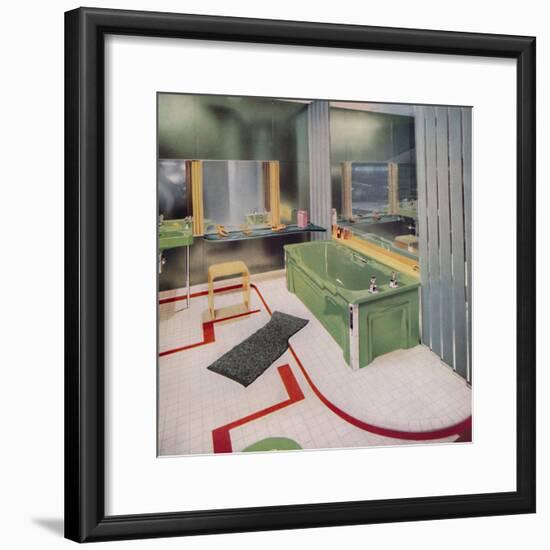 'Glass and tile in the modern Bathroom', 1938-Unknown-Framed Photographic Print