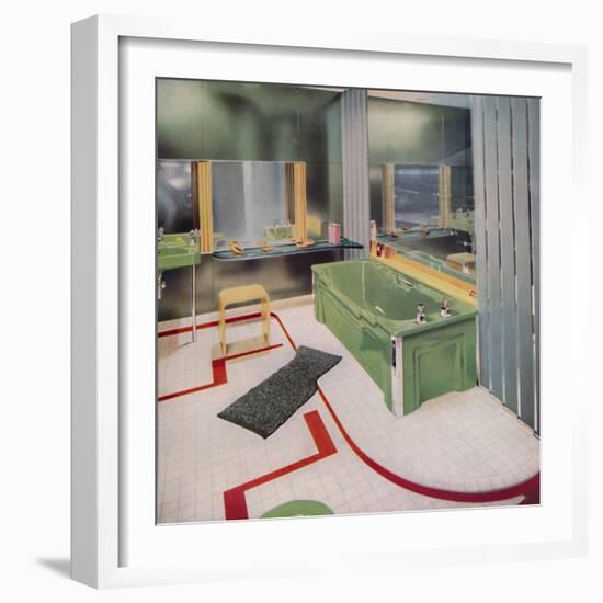 'Glass and tile in the modern Bathroom', 1938-Unknown-Framed Photographic Print