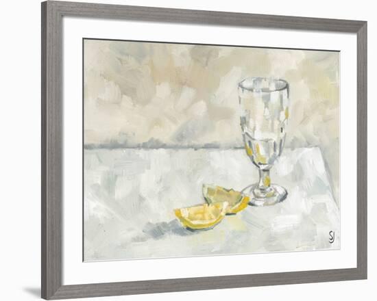 Glass and Two Lemon Segments-Steven Johnson-Framed Art Print