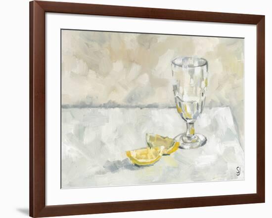 Glass and Two Lemon Segments-Steven Johnson-Framed Art Print