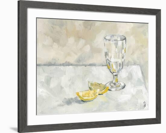 Glass and Two Lemon Segments-Steven Johnson-Framed Art Print