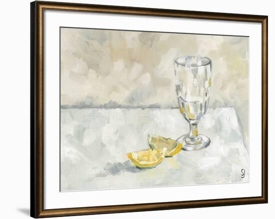 Glass and Two Lemon Segments-Steven Johnson-Framed Art Print