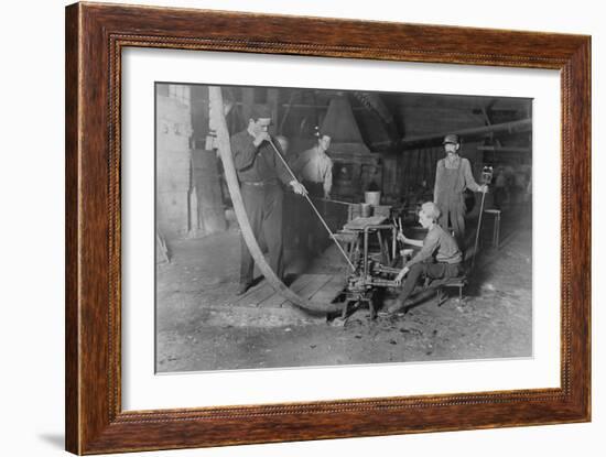 Glass Blower and Mold Boy Photograph - Grafton, WV-Lantern Press-Framed Art Print