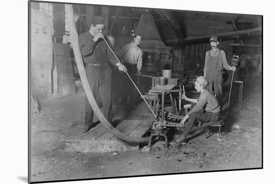 Glass Blower and Mold Boy Photograph - Grafton, WV-Lantern Press-Mounted Art Print