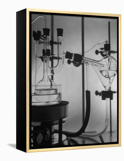 Glass Funnels, Beakers and Retorts Used in Chemical Experiments-null-Framed Premier Image Canvas