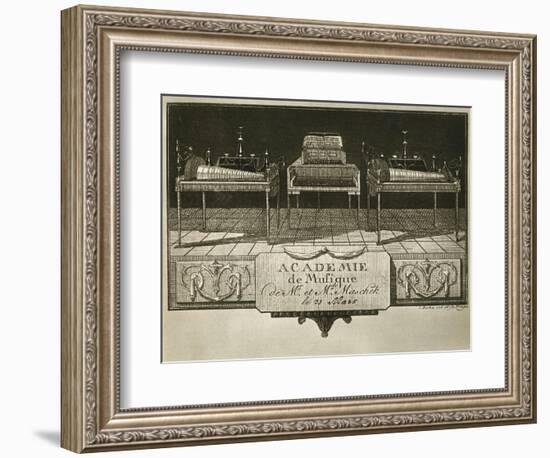 Glass harmonicas and keyboard chimes; engraving from the first half of the nineteenth century-Unknown-Framed Giclee Print