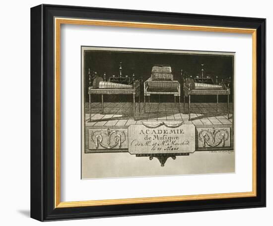 Glass harmonicas and keyboard chimes; engraving from the first half of the nineteenth century-Unknown-Framed Giclee Print