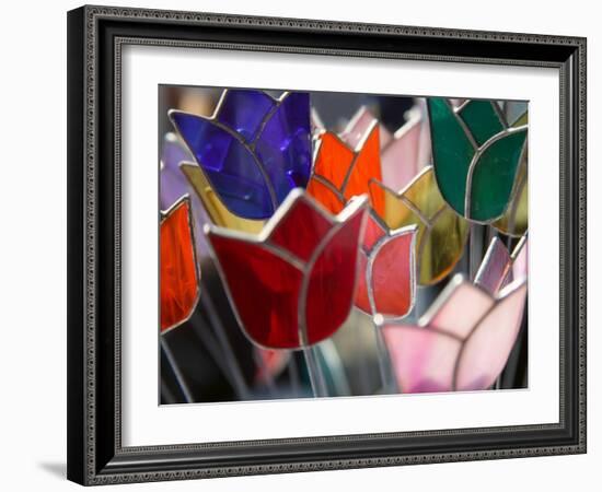 Glass Made Tulip Decoration in Keukenhof Gardens, Amsterdam, Netherlands-Keren Su-Framed Photographic Print