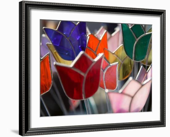 Glass Made Tulip Decoration in Keukenhof Gardens, Amsterdam, Netherlands-Keren Su-Framed Photographic Print