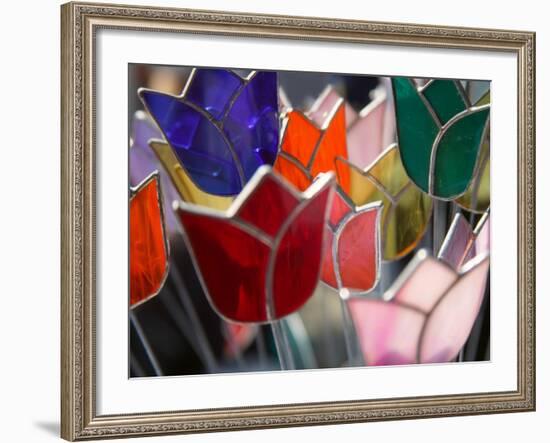 Glass Made Tulip Decoration in Keukenhof Gardens, Amsterdam, Netherlands-Keren Su-Framed Photographic Print