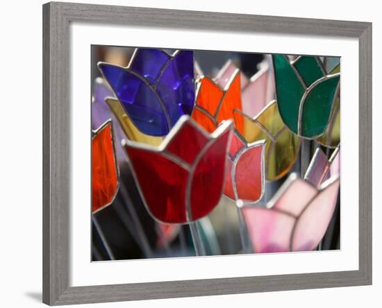 Glass Made Tulip Decoration in Keukenhof Gardens, Amsterdam, Netherlands-Keren Su-Framed Photographic Print