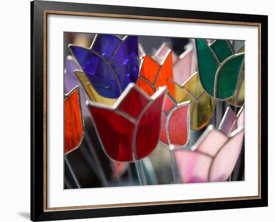 Glass Made Tulip Decoration in Keukenhof Gardens, Amsterdam, Netherlands-Keren Su-Framed Photographic Print