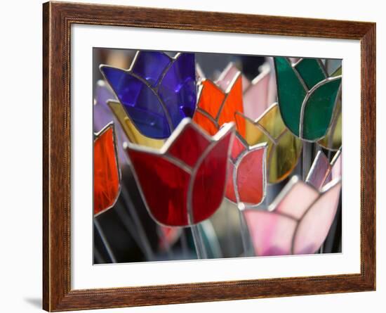 Glass Made Tulip Decoration in Keukenhof Gardens, Amsterdam, Netherlands-Keren Su-Framed Photographic Print