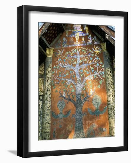 Glass Mosaic of Tree of Life on Wall of the 16th Century Sim, Wat Xiang Thong, Luang Prabang, Laos-Richard Ashworth-Framed Photographic Print