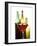 Glass of Red Wine in Front of Three Wine Bottles-Joerg Lehmann-Framed Photographic Print