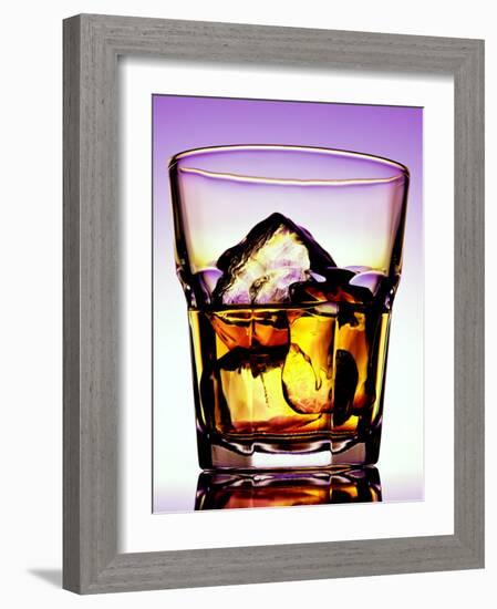 Glass of Whiskey with Ice Cubes-Peter Howard Smith-Framed Photographic Print