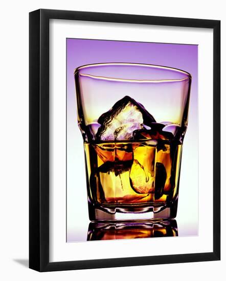 Glass of Whiskey with Ice Cubes-Peter Howard Smith-Framed Photographic Print