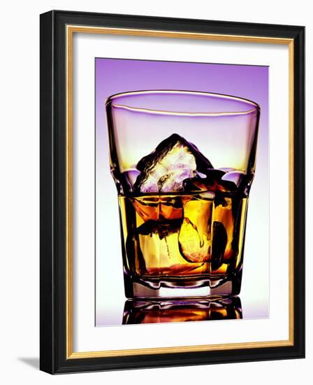 Glass of Whiskey with Ice Cubes-Peter Howard Smith-Framed Photographic Print