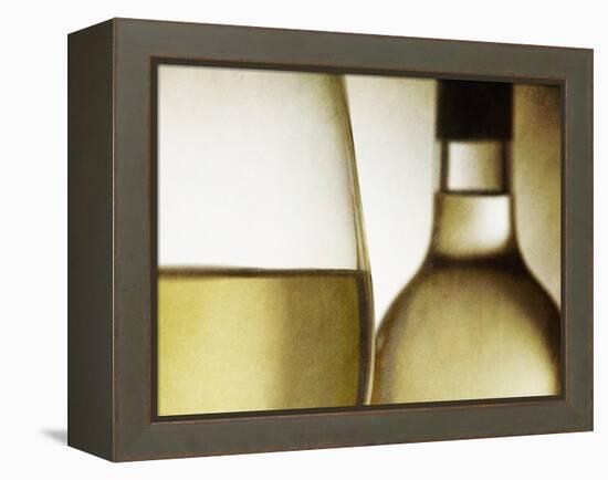 Glass of White Wine and Bottle-Steve Lupton-Framed Premier Image Canvas