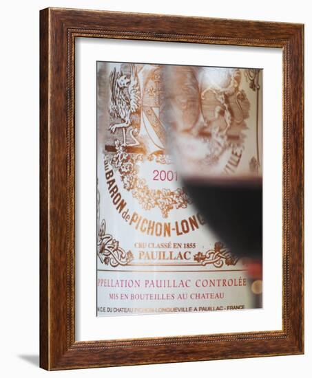 Glass of Wine, Chateau Baron Pichon Longueville, Pauillac, Medoc, Bordeaux, France-Per Karlsson-Framed Photographic Print