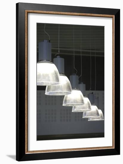 Glass Pendant Lights Hanging in a Row-David Barbour-Framed Photo