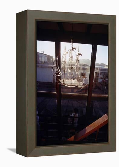 Glass Suncatcher, in the Form of a Three-Masted Ship, in Floating Home, Sausalito, CA, 1971-Michael Rougier-Framed Premier Image Canvas