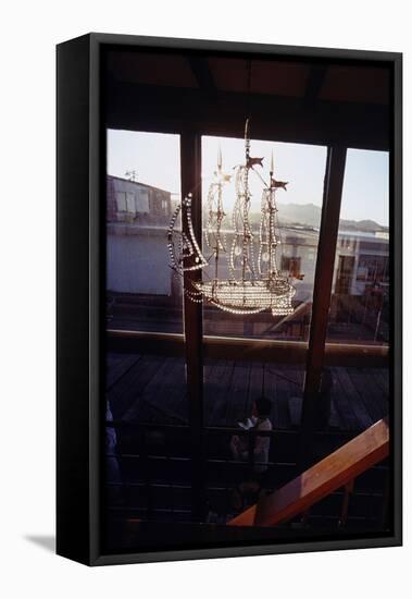 Glass Suncatcher, in the Form of a Three-Masted Ship, in Floating Home, Sausalito, CA, 1971-Michael Rougier-Framed Premier Image Canvas