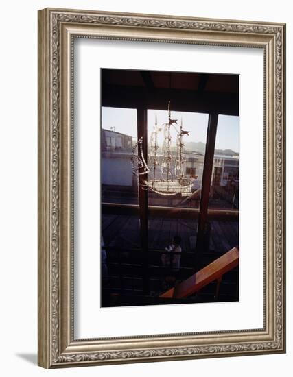 Glass Suncatcher, in the Form of a Three-Masted Ship, in Floating Home, Sausalito, CA, 1971-Michael Rougier-Framed Photographic Print