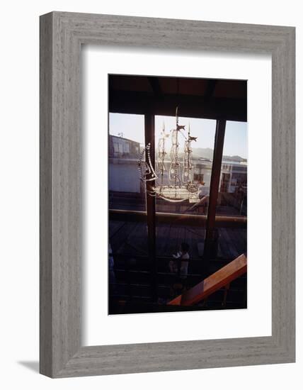 Glass Suncatcher, in the Form of a Three-Masted Ship, in Floating Home, Sausalito, CA, 1971-Michael Rougier-Framed Photographic Print