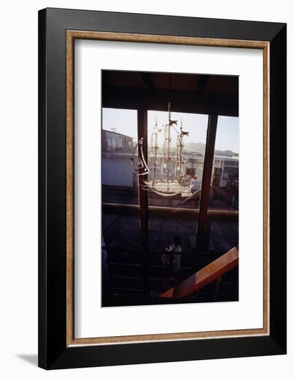 Glass Suncatcher, in the Form of a Three-Masted Ship, in Floating Home, Sausalito, CA, 1971-Michael Rougier-Framed Photographic Print