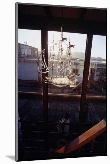 Glass Suncatcher, in the Form of a Three-Masted Ship, in Floating Home, Sausalito, CA, 1971-Michael Rougier-Mounted Photographic Print