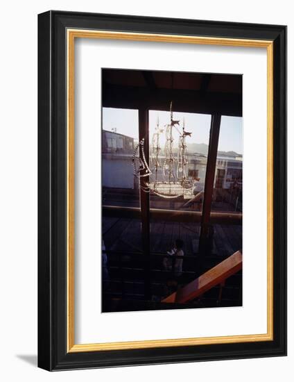 Glass Suncatcher, in the Form of a Three-Masted Ship, in Floating Home, Sausalito, CA, 1971-Michael Rougier-Framed Photographic Print