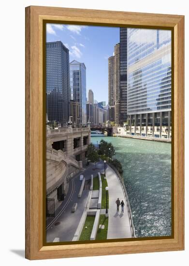 Glass Towers Along the Chicago River, Chicago, Illinois, United States of America, North America-Amanda Hall-Framed Premier Image Canvas