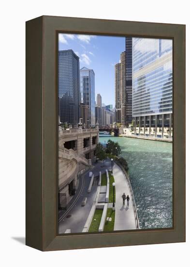 Glass Towers Along the Chicago River, Chicago, Illinois, United States of America, North America-Amanda Hall-Framed Premier Image Canvas